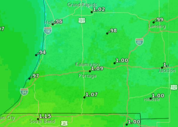 Weekly forecasted reference evapotranspiration rate for the week ending Sept. 21.